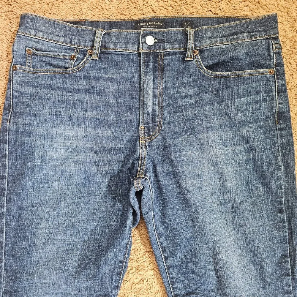 Lucky Brand 121 Slim Straight Jeans Men Tag 36x30 Act 38x28.5 Blue Stretch Denim - Picture 7 of 13